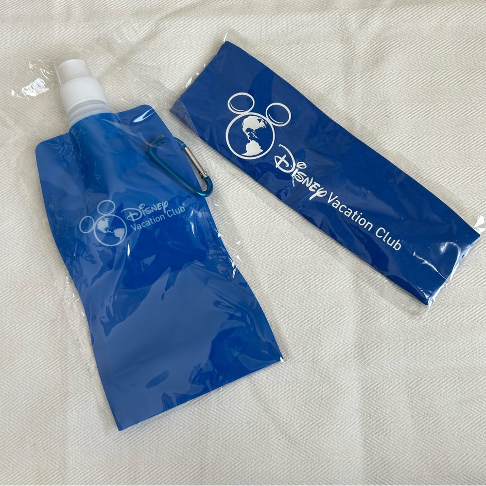Disney VC Headband & Collapsible Water Bottle Gift Set Running Athletic 5K Gear